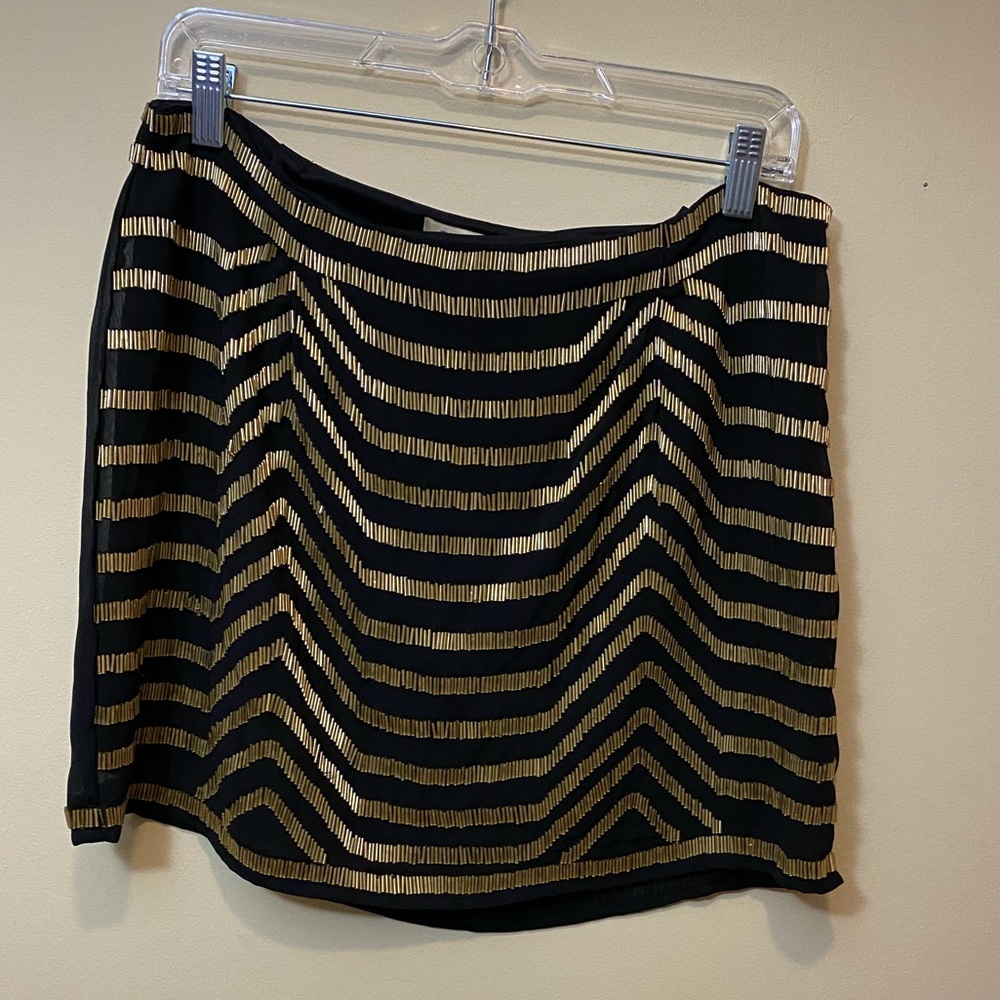 Black with Gold Embellishments Mini Skirt